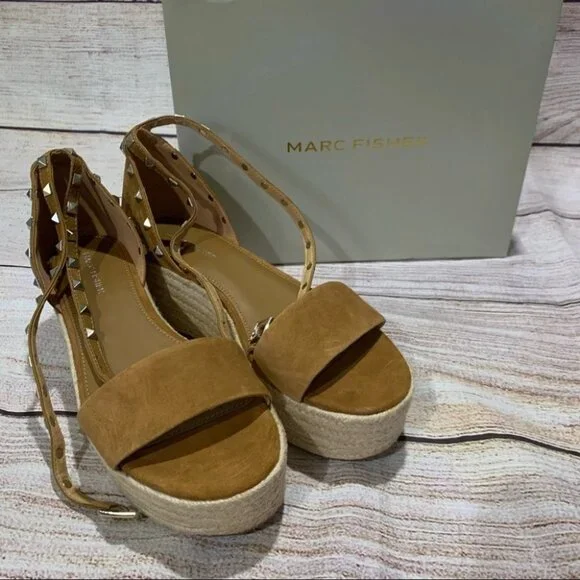 Marc Fisher Light Brown Suede Mf Jazlyn Platforms - Picture 2 of 12